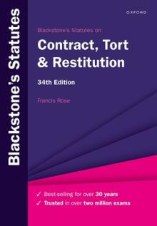 Blackstones Statutes on Contract Tort and Restitution 34th Edition
